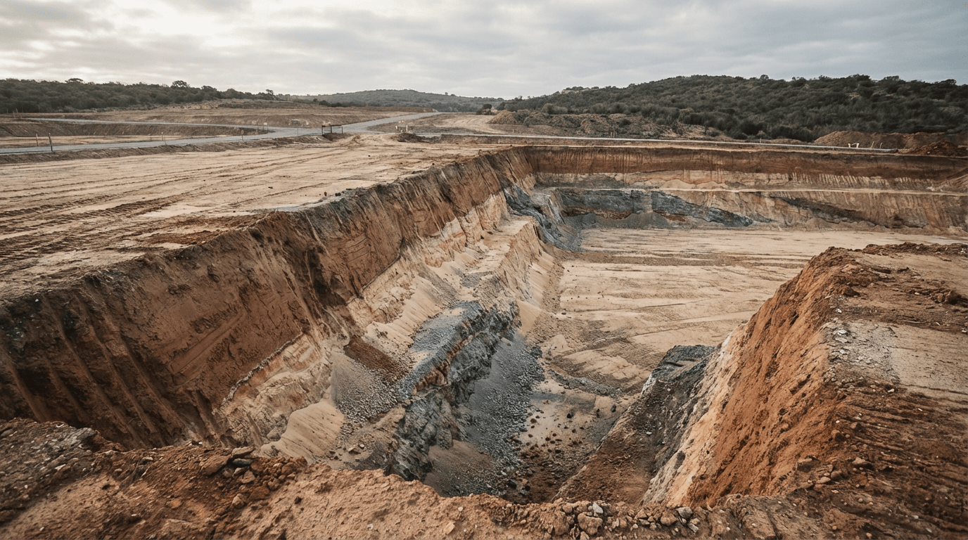 Large-scale excavation for backyard project preparation