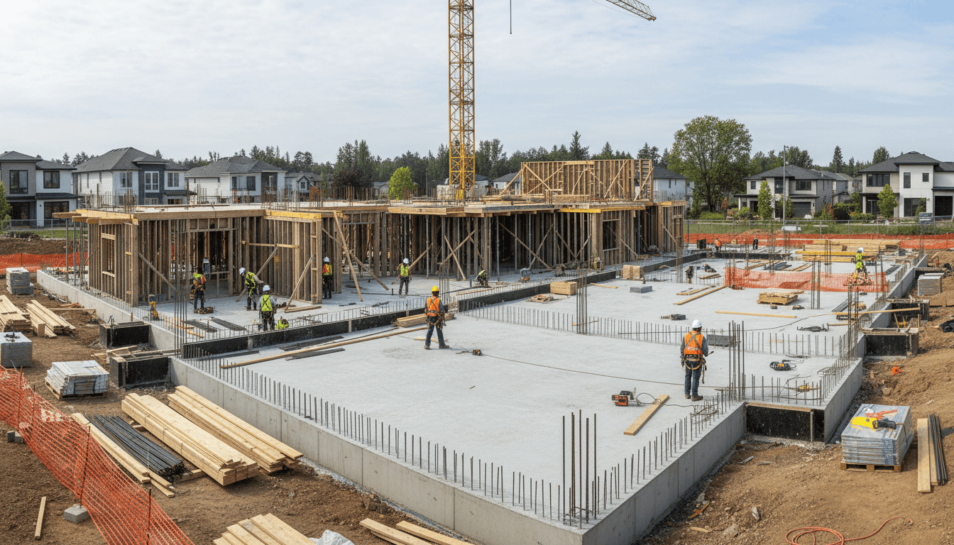 Completed concrete foundation ready for next construction phase